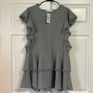 Nwt Adeline Clothing gray linen Pom dress. Size S but oversized in my opinion.